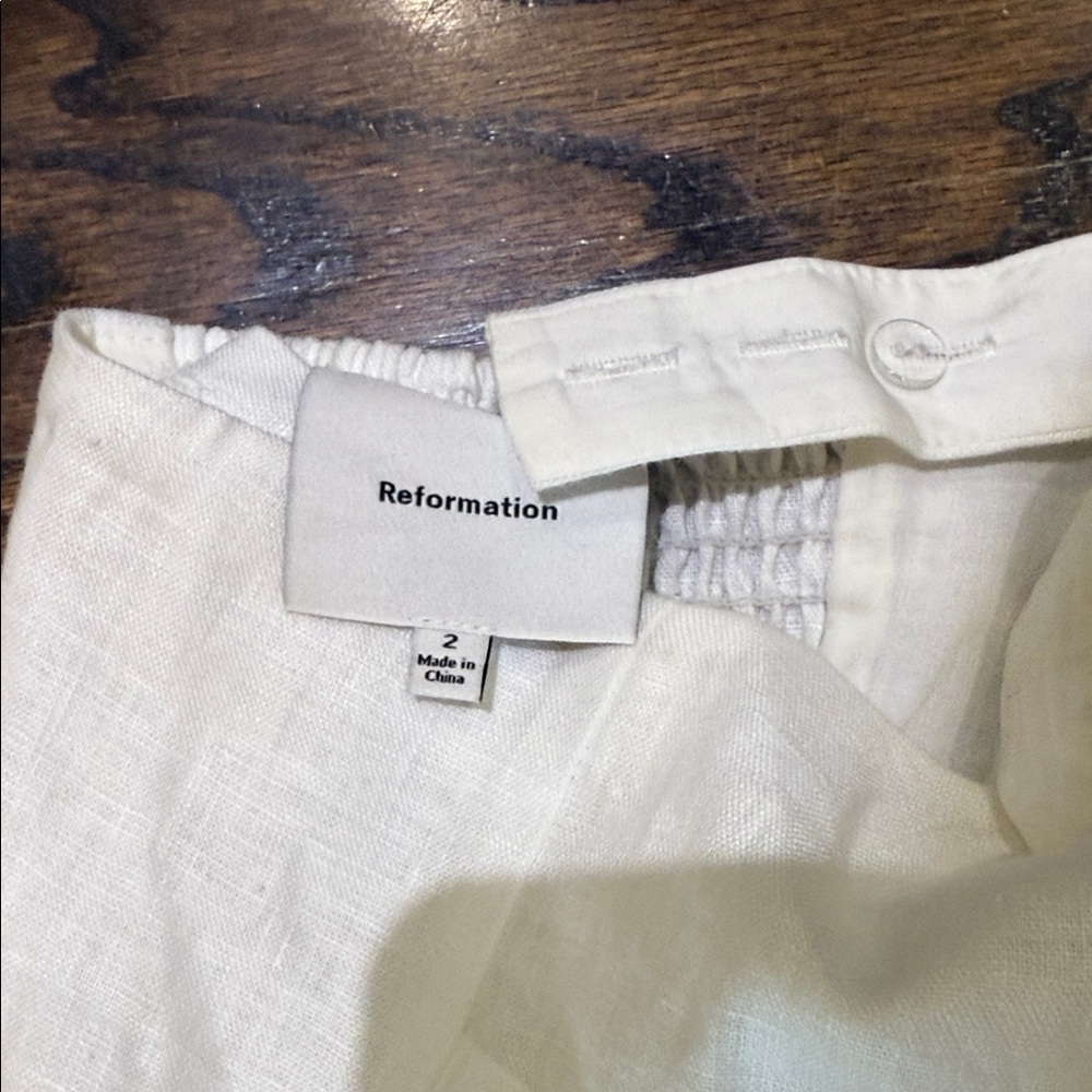 Reformation Eloise white linen scoop neck bustier top with bow Size 2 - Picture 4 of 4